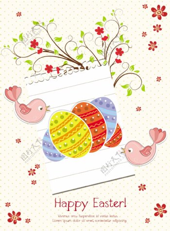 复活节的背景与鸟类矢量插画