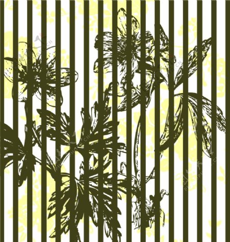 植物叶子线条背景图案