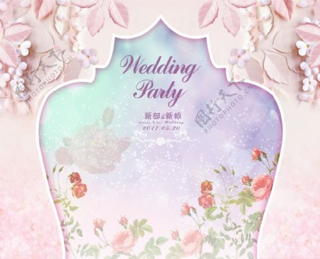 粉红清新淡色婚礼布置背景