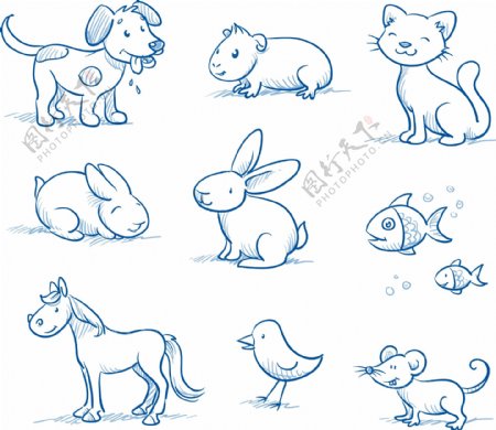 手绘可爱的小动物插画