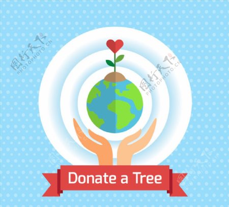 捐赠一棵树保护地球海报矢量图