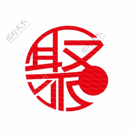 logo设计圆形红色logo聚点logo