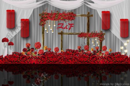 室内设计红白色婚礼迎宾区psd效果图