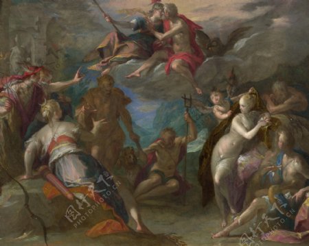 神话故事油画背景墙素材下载