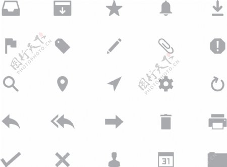 灰色线条邮箱邮件日历icon图标设计