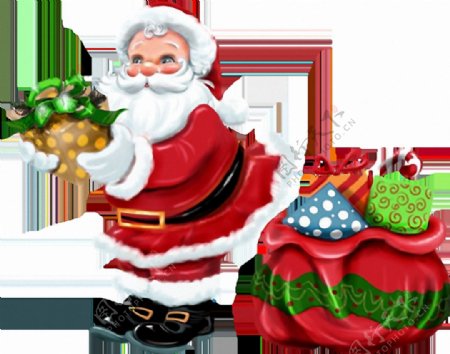 圣诞老人和礼物免抠png透明素材