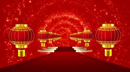 灯笼红地毯喜庆节日舞台背景