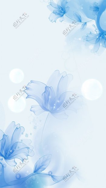 梦幻蓝色花朵H5背景素材