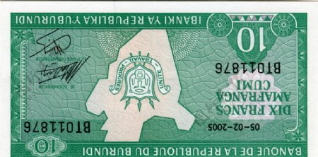 外国货币高清扫描非洲国家布隆迪货币