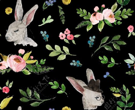 春天可爱兔子背景图片素材