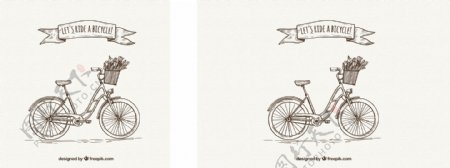复古自行车手绘风格