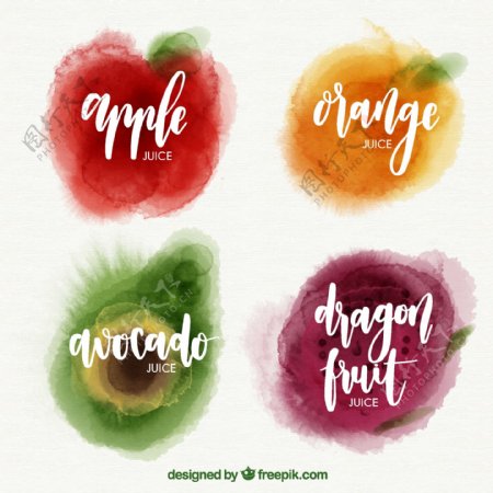 包装美味的水果水彩画风格