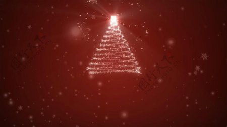 浪漫圣诞树粒子红色背景素材