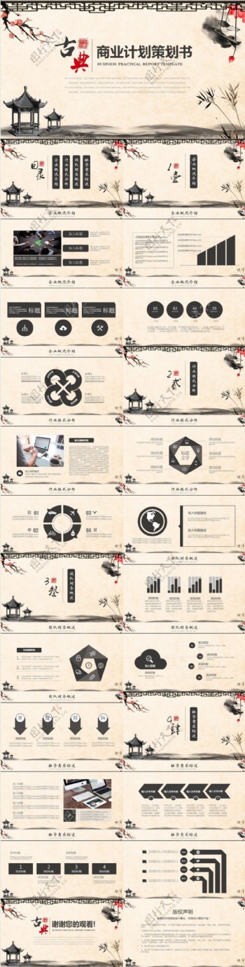 古典风商业策划书项目融资通用PPT模板