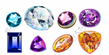 一组彩色钻石设计元素
