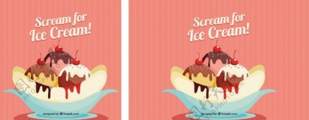 冰淇淋的美味甜点复古的背景