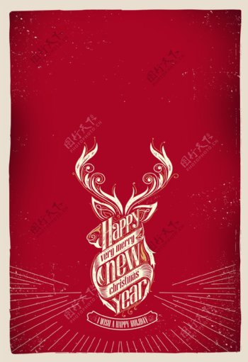 驯鹿新年图案海报背景素材