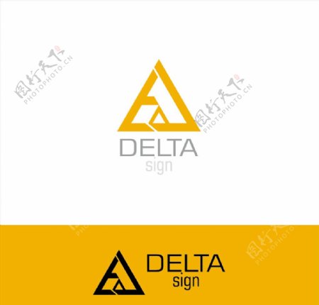 黄色三角形抽象标志设计矢量素材