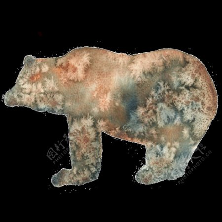手绘花蕊虚拟熊透明装饰图案