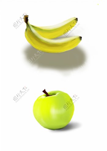 水果手绘苹果香蕉素材元素