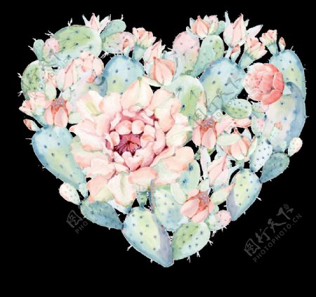 爱心花卉透明装饰图案