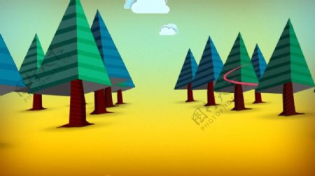 卡通树林循环变换视频素材