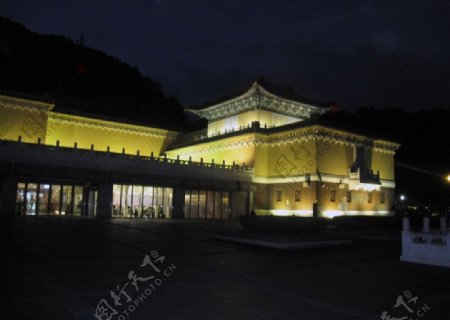 台湾建筑故宫博物院夜景