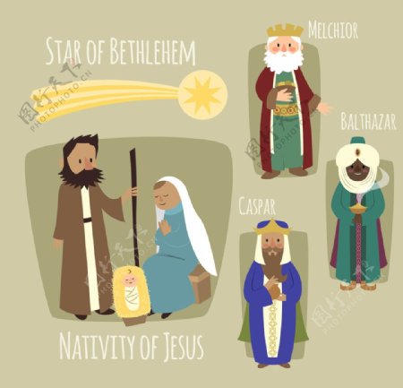 手绘耶稣诞生插图