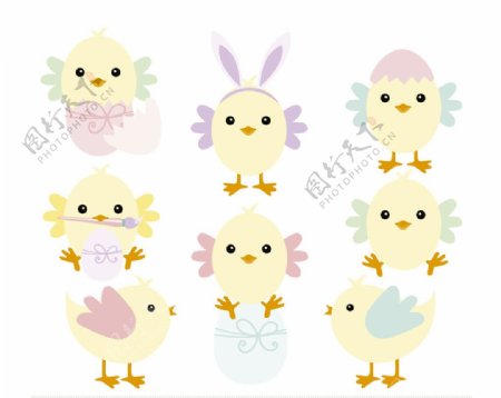 复活节雏鸡和彩蛋