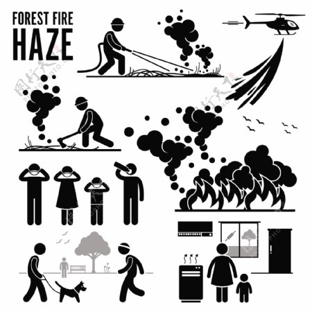森林灭火矢量素材