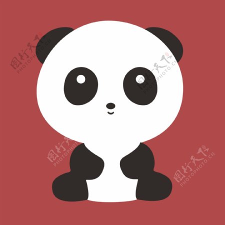 红色背景熊猫元素设计