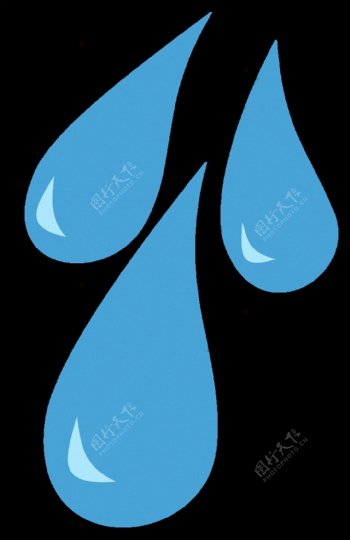蓝色手绘雨滴免抠png透明素材