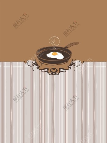 早餐煎蛋美食菜谱条纹矢量背景素材