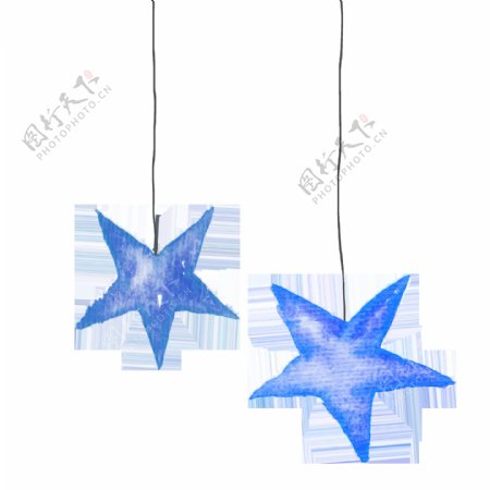 蓝色星星灯饰圣诞节透明装饰素材
