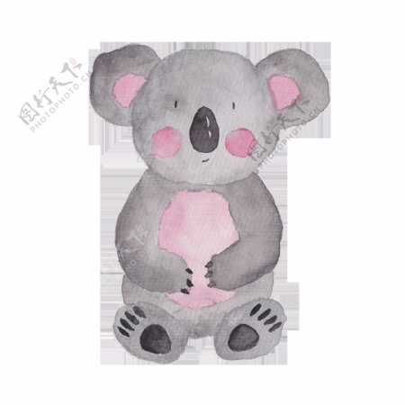 灰色手绘小熊可爱动物透明素材