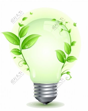 绿色创意节电灯泡免抠png透明图层素材