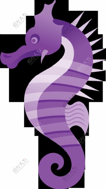 手绘紫色卡通海马免抠png透明图层素材