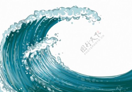 奔涌的蓝色海浪免抠png透明图层素材