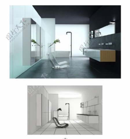 清洁空气浴室3D模型