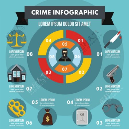 犯罪信息图表设计矢量