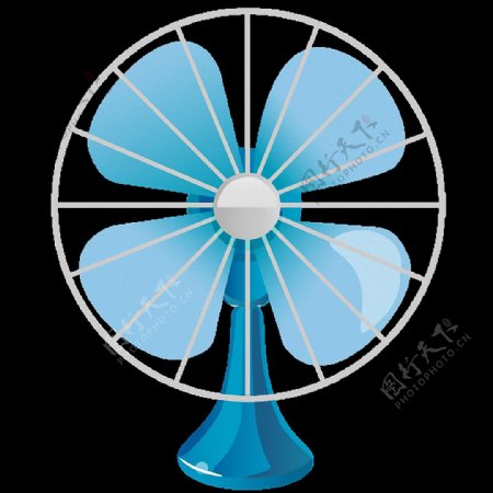蓝色电风扇免抠png透明图层素材