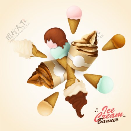 时尚美味的巧克力冰淇淋插画