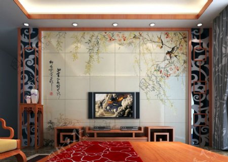 瓷砖空间图背景图柳树杨柳