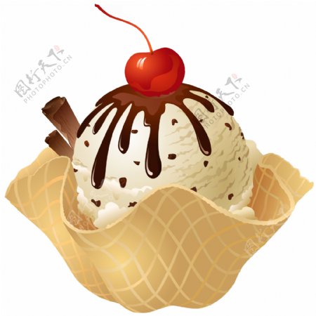 巧克力樱桃冰淇淋免抠png透明图层素材