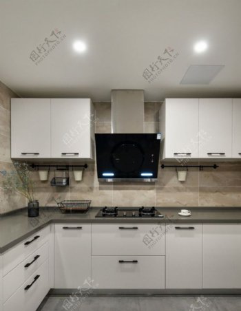 98平米房子厨房白色橱柜装修效果图