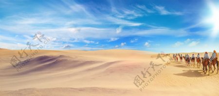 夏季沙漠骆驼骑行淘宝全屏banner背景