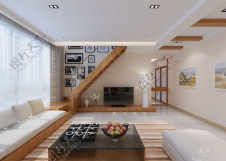 现代北欧家居客厅沙发实景图