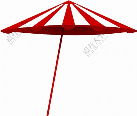 沙滩红色条纹太阳伞免抠png透明素材