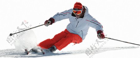 白衣红裤的滑雪人免抠png透明图层素材