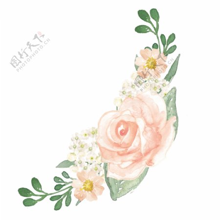 粉嫩花卉卡通透明素材